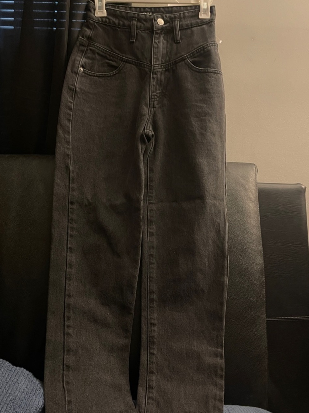 OAT New York High-Rise Washed Ash Black Jeans Classic Straight Fit Size 24 NWOT